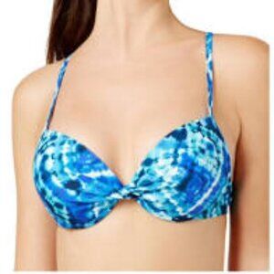 NWT California Waves Blue Tie Dye Push Up Underwire Bikini Top